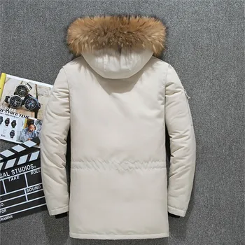 Erkek Kış Kar Aşağı Parkas Ceketler Casual Kürk Yaka Kapşonlu Palto Erkek Kalın Sıcak Rüzgarlık Kamuflaj Ceket