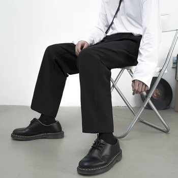 Erkekler Rahat düz pantolon Siyah Basit Tasarım Kore Tarzı Bahar Yeni Tüm Maç Popüler Dipleri Öğrenciler Moda Ayak Bileği uzunlukta