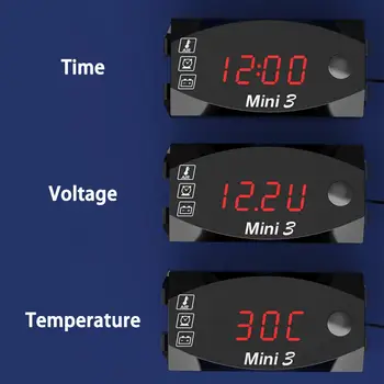 Evrensel Motosiklet Elektronik Saat Termometre Voltmetre Üçü Bir Arada IP67 Su Geçirmez Toz geçirmez LED İzle dijital ekran
