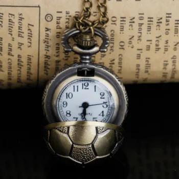 Futbol Topu Şekli Bronz Yuvarlak Vintage Kuvars Hareketi zincirli cep saati Kolye Takı Hediyeler