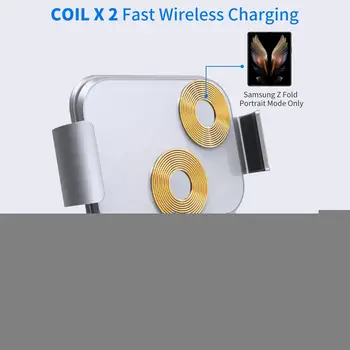 Galaxy Z Kat 4 3 2 Telefon araba için tutucu Çift Bobin Kablosuz Şarj İçin Samsung W22 W21 Katlanabilir Telefon Hızlı Şarj K4Y5