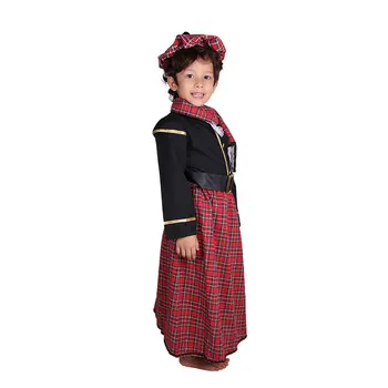 Geleneksel İskoç Bebek Erkek Kostümleri Çocuklar İçin Tartan Giysileri Cadılar Bayramı Performans Parti Programı cosplay kostüm