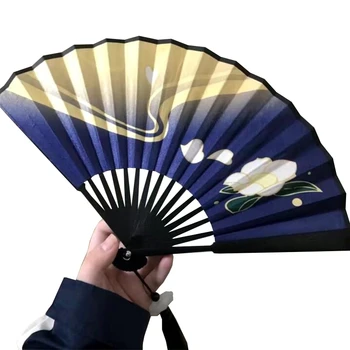 Genshin Darbe Kamisato Ayaka Cosplay Fan Bez yelpaze Yaz Dayanıklı Taşınabilir El Fan Cosplay Prop Hediye Ücretsiz Kargo