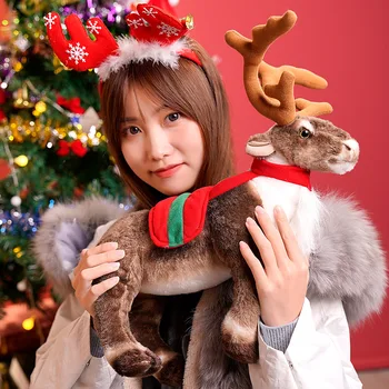 Gerçekçi Ren Geyiği Peluş Bebek Yumuşak Dolması Simülasyon Elk Modeli Noel Ev Dekor Peluş Geyik Oyuncaklar Çocuk Merry Christmas hediye