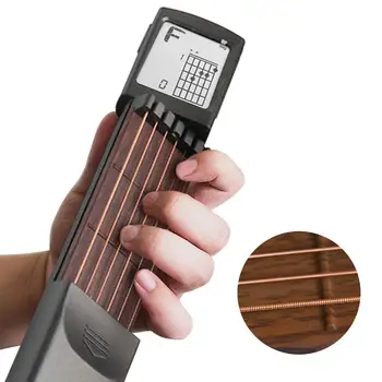Gitar 6 Dizeleri Eğitmen Taşınabilir Cep Akor Grafik Ekran Parmak Egzersiz Dönebilen Acemi Gitar Uygulama Aracı