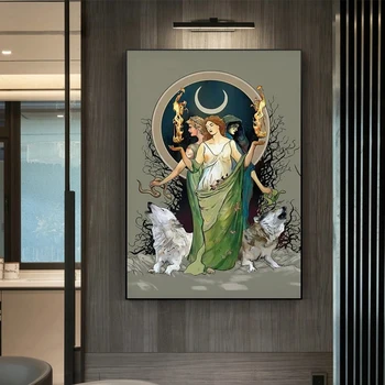 Gizemli Ay Tanrıçası Hekate Tuval Boyama Soyut İskandinav Baskılar ve Posterler Modern Duvar Resmi Oturma Odası Ev Dekor için