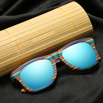 GM El Yapımı Ahşap Renkli çerçeve Güneş Gözlüğü Polarize Gafas Gözlük Gözlük Yansıtıcı lens Erkekler Kadınlar Bambu güneş gözlüğü