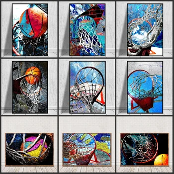 Graffiti Sanat Pop Basketbol Sanat Baskılar ve Posterler Boyama Tuval Baskı duvar tablosu Oturma Odası Ev Dekorasyon Çerçevesiz