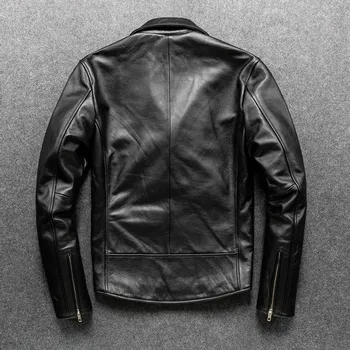 GU.SEEMİO Fabrika Erkekler deri ceketler İnek Derisi Motosiklet Hakiki Deri Motor Biker Giyim Sıkıntılı Deri Ceket 2028