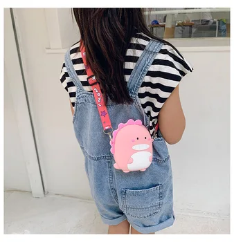 Güzel Dinozor Bel Çantası Sevimli Kız seyahat cüzdanı Çocuk Sırt Çantası Silikon Mini Satchel Çanta postacı çantası Çocuklar Karikatür Çanta
