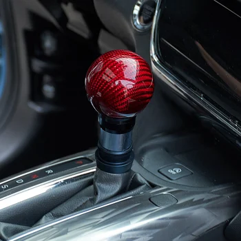 Hakiki Karbon Fiber CVT Otomatik Araba Vites Topuzu Seçici Düğmesi ile Gearstick Shifter vites topuzu Kolu Kolu Topu