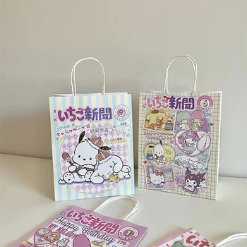 Hello Kittys Sanrio Noel Tote Hediye Çantası Kuromi Benim Melody Kawaii Anime Güzellik Paketi Depolama Kraft Kağıt Çanta Oyuncak Kız