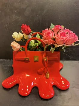 High-End çanta vazo çiçek süs heykel ışık lüks Modern soyut eğilim gelgit marka GÜL çiçek düzenleme sanat dekorasyon