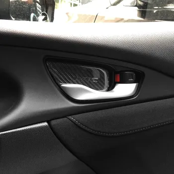 Honda Civic için 10th 2017 18 2019 2020 Kapı Kase Kolu Yama Karbon Fiber İç Modifikasyon Aksesuarları Malzemeleri