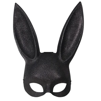HXBA Yarım Yüz Tavşan Maskesi Kız çocuklar İçin Gece Kulübü Kostüm Seksi Uzun Tavşan Kulaklar Unisex Sahne Hayvan Parti Masquerade