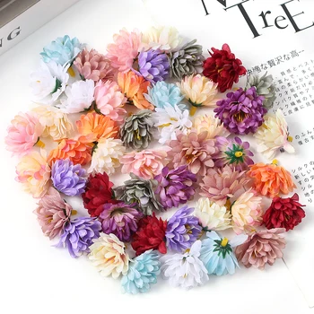 Ipek Papatya yapay çiçekler Kafa 3cm Mini Sahte Çiçekler Düğün Dekorasyon Ev Dekor için DIY Çelenk Garland Aksesuarları kapalı
