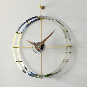 Iskandinav Yaratıcı İspanya duvar saati Modern Tasarım Gümüş Ceviz Büyük Saatler Duvar Ev Dekor Paslanmaz Çelik Oturma Odası Dekorasyon