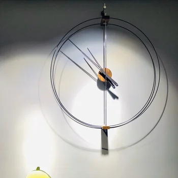 Ispanya yuvarlak basit modern ev sanat saati yaratıcı ışık lüks saat minimalist kişilik oturma odası duvar saati