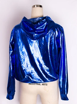 İlkbahar Sonbahar Kadın Mavi bombacı Ceket Sahne Performansı Giyim madeni pul feminina casaco Hip Hop dans ceket