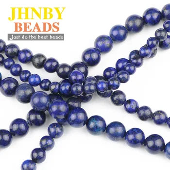 JHNBY AAA Lapis Lazuli Boncuk Doğal Taş 4/6/8/10 / 12MM Mavi Renk Cevheri Topu dağınık boncuklar Takı Bilezik Yapımı için DIY