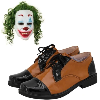 Joker Kökenli Film Joaquin Phoenix Cosplay Ayakkabı Arthur Fleck Korkunç Palyaço Maskesi Botları Erkekler Cadılar Bayramı Noel Kostüm Aksesuarları