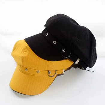 Kadın Polyester Sekizgen Kap Geniş Kenarlı Bere Şapka Rahat güneş koruma kapağı Katı Zarif Bayan Şapkaları Süslemeleri Bere Şapka