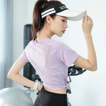 Kadın Spor T-Shirt Spor yoga bluzu Spor Çabuk Kuru Yoga Üst İçi Boş güzellik geri Spor Eğitim Gömlek Nefes