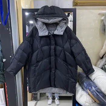 Kadınlar 2022 Kış sıcak Ördek uzun kaban Kadın Kapşonlu Aşağı Ceket Kalın Rahat Gevşek Parkas Moda Bayan Giyim A113