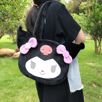 Kawaii sanrio peluş crossbody çanta güzel benim melodi peluş omuzdan askili çanta sevimli karikatür peluş çanta hediye kız çocuklar için