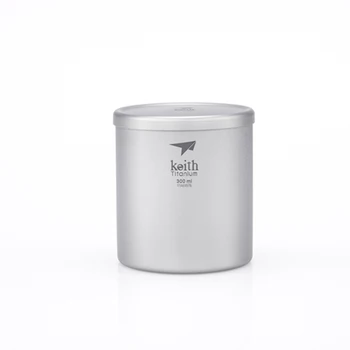Keith 300 ml Çift duvar Titanyum Su bardağı kapaklı kupa Su Bakteriyostatik Drinkware Kamp Yürüyüş Için Ti3302