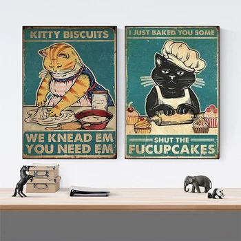 Kitty Bisküvi Poster İhtiyacınız Em Biz Yoğurma Em Kedi Posteri Vintage Teneke Metal Burcu Bar Club Cafe Garaj Duvar Dekor Çiftlik duvar süsü