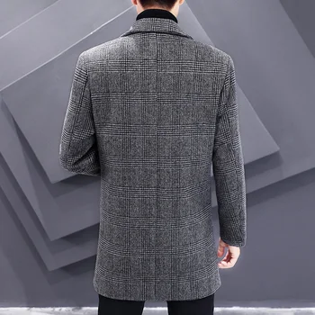 Klasik 2022 Sonbahar Kış Orta Uzunlukta erkek Yün Palto Rahat Katı Yün Rüzgarlık Artı Boyutu M-4XL Üst Uzun Sıcak Yün Ceket