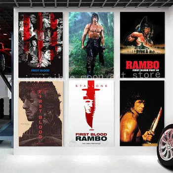 Klasik Retro Film Rambo İlk Kan Sanat Karakter Posteri Tuval Boyama Duvar Baskılar Resim Oturma Odası için Modern Ev Dekor