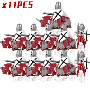 Klasik Savaş Atı Haçlı Roma Komutanı Spartan Ortaçağ Şövalyeleri Grubu Rakamlar yapı taşları tuğla Kale oyuncaklar Boys İçin