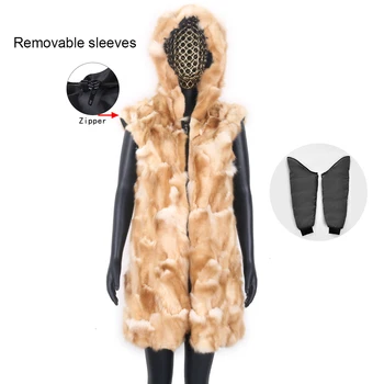 Kış Kadın Gerçek Tavşan Kürk Ceket Doğal Kürk Ceket Moda Giyim Büyük Tilki Kürk Yaka Lüks Kadın Kumaş Streetwear