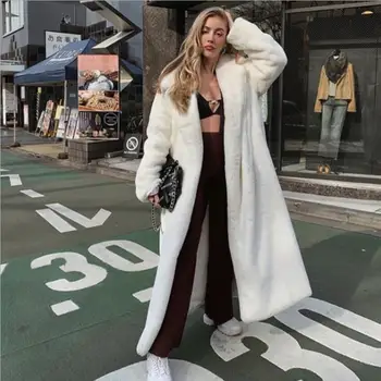 Kış Kadın Uzun sıcak tutan kaban Elbise sahte Kürk Kadın Ceket Ceket uzun Kadın Giyim Kadın Hırka
