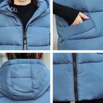 Kış Kapşonlu Uzun Yelek Kadınlar İçin Katı Casual kadın Kolsuz Ceket Standı Yaka Kalın Pamuk Yastıklı Kirpi Ceket