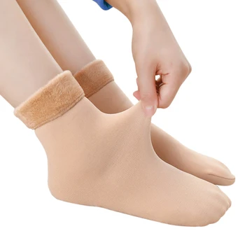 Kış sıcak Termal Çorap Yumuşak Rahat Kadife Çorap Ev Kar Botları Kat Çorap Kadın Erkek Düz Renk Ayak Çorap 1 çift Yeni