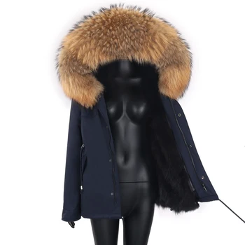 Lavelache Yeni Kış Kadın Gerçek Kürk Ceket Moda Doğal Kürk Ceket Su Geçirmez Uzun Parka Moda Rahat Giyim Streetwear