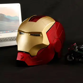 Marvel film demir adam Tony 1/1 Mk5 giyilebilir kask Cosplay ışık Led Pvc aksiyon figürü yetişkin gençlik maskesi oyuncaklar hediye