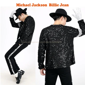 Michael Jackson Cosplay Kostüm Taklit Giyim çocuk Performans Elbise erkek kadın MJ Dans Parti Prop