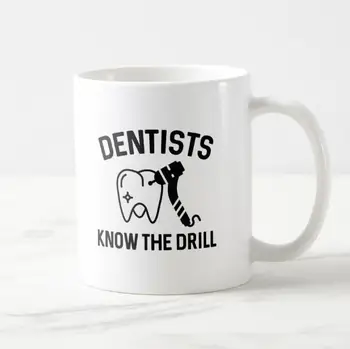 Mizah Diş Hekimleri Biliyorum Matkap Kahve Kupa çay bardağı Komik Içme Hediyeler için Diş Hekimi Hijyenist Diş Yardımcısı Diş Kupalar Seramik