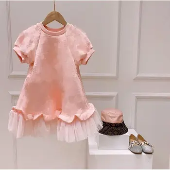 Moda Bebek Kız Prenses Elbise Fırfır Tutu İlkbahar Yaz Sonbahar Toddler Genç Kız Kısa Kollu Vintage Kız Elbise 1-12Y