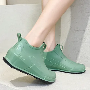 Moda yağmur çizmeleri kadın Düşük Tüp Su Geçirmez kaymaz Aşınmaya dayanıklı su ayakkabısı Dışarı Çıkmak Mutfak İş kauçuk ayakkabı yarım çizmeler