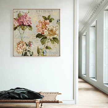 Modern Amerikan Tarzı Çiçek Tuval Boyama İskandinav Moda Vintage Posterler ve Baskılar duvar sanat resmi Oturma Odası Yatak Odası için