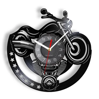Motosiklet Vinil Kayıt duvar saati Garaj Benzersiz Sanat Tasarım vintage saat Timepiece Man Cave Atölye Dekor Motosiklet Hediye