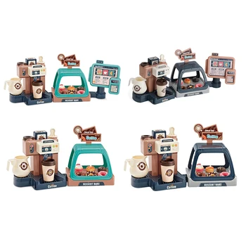 Mutfak Çocuk Kahve Dükkanı Mini Elektrikli yazarkasa Makinesi Para Sayacı Oyuncaklar Oyun Seti Okul Öncesi Oyun Evi Kız Oyuncaklar