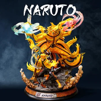 Naruto Shippuden Anime Figürü Uzumaki Naruto Kyubi Hatake Kakashi Hokage GK Aksiyon Figürü 36CM PVC Heykeli Oyuncaklar Modeli Heykelcik