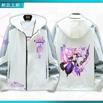Oyun Honkai Darbe 3 Elysia Cosplay Kostüm Uzun Kollu Baskı Ceket fermuarlı kapüşonlu kıyafet Moda kapüşonlu ceket Unisex Anime Giydirin Yeni