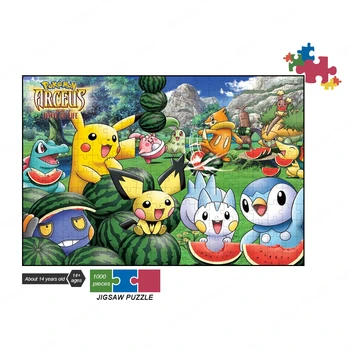 Pikachu Bulmaca Anime 300/500/1000 Adet Yapboz Bulmacalar Oyuncaklar Çocuklar için Huzursuz Pokemon Karikatür Tahta Oyunları Eğitici Oyuncaklar